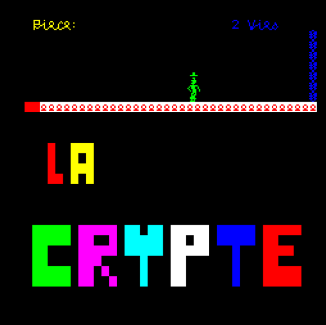 La Crypte title screen and first room